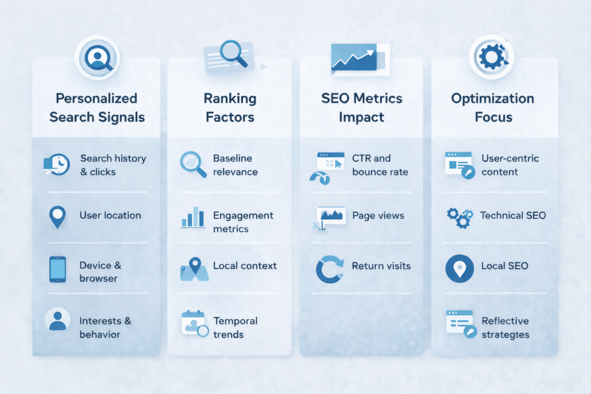 Clean infographic that is summarizing personalized search ranking factors